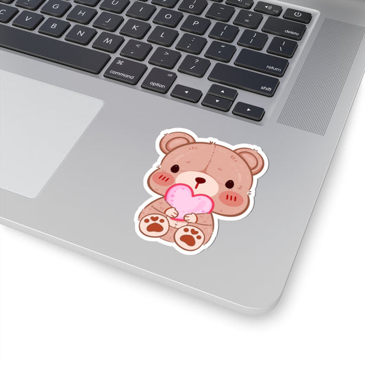 Cute Teddy Bear Heart Kiss-Cut Sticker - Puppy's Aesthetics
