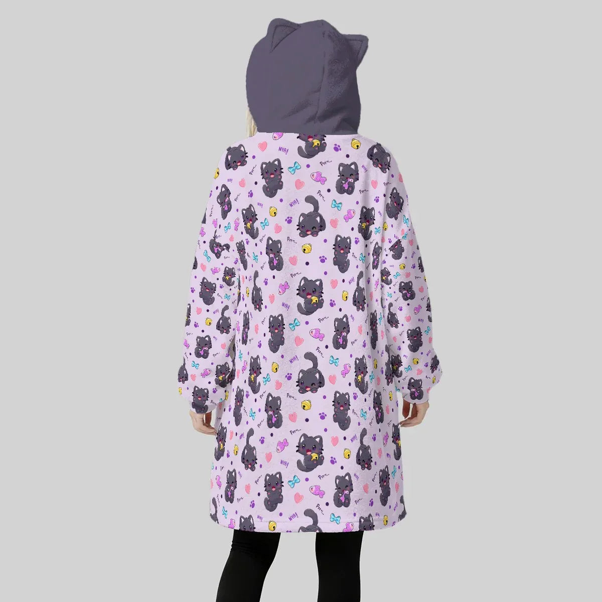Purrfect Cozy Ear Fleece Hoodie Blanket - Puppy's Aesthetics
