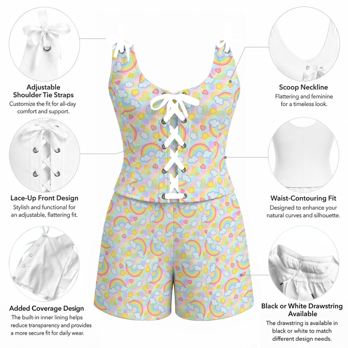 Cloud Nine Lace-Up Shorts Shapewear Set