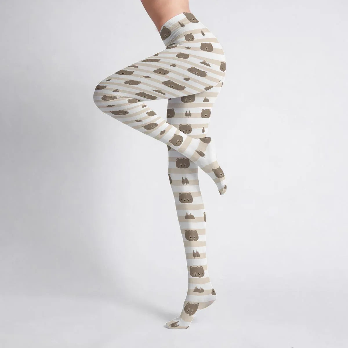 Cozy Woodland Bear Stretch Tights - Puppy's Aesthetics