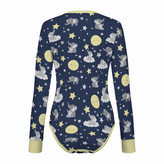 Dreamy Elephants Long Sleeve CuddleSuit - Puppy's Aesthetics