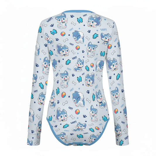 Blue Pup Long Sleeve CuddleSuit - Puppy's Aesthetics