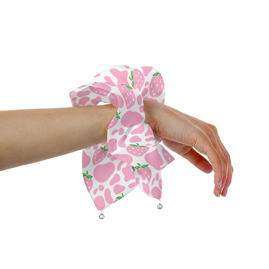 Strawberry Moo Satin Scrunchie - Puppy's Aesthetics