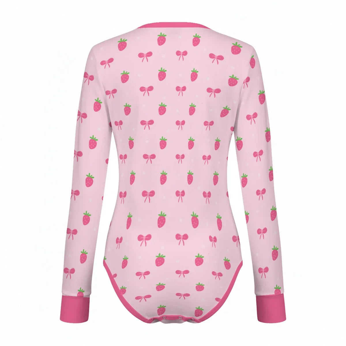 Strawberry Bow Long Sleeve CuddleSuit - Puppy's Aesthetics