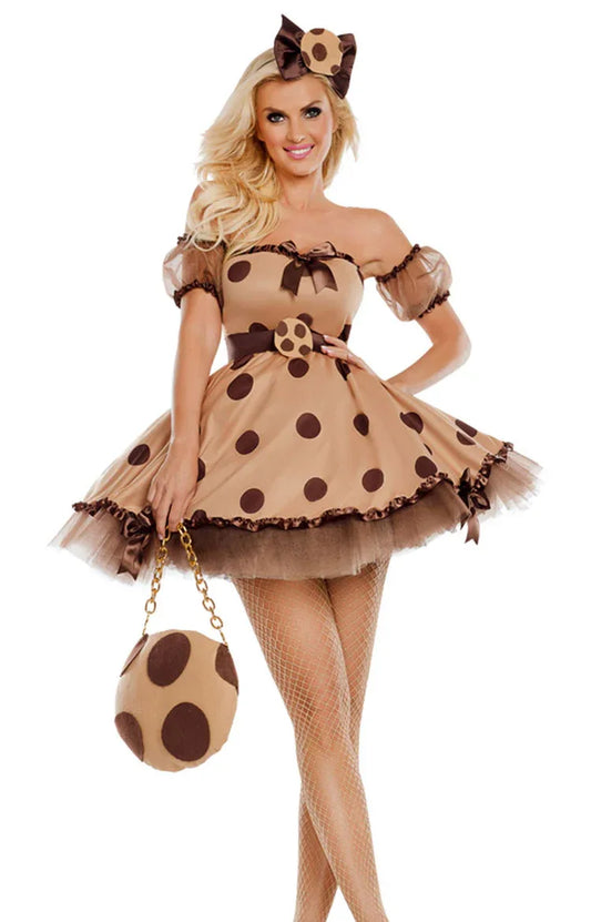 Sweet Polka Dot Cookie Dress – Ruffle Trim - Puppy's Aesthetics