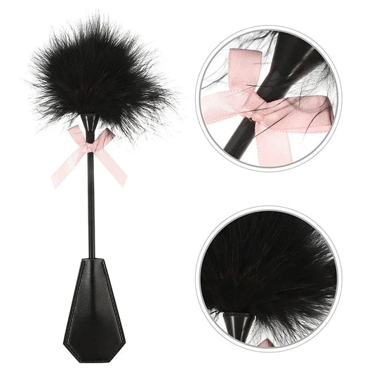 Flirty Feathers Spank Paddle ā Plush & Leather Tease - Puppy's Aesthetics
