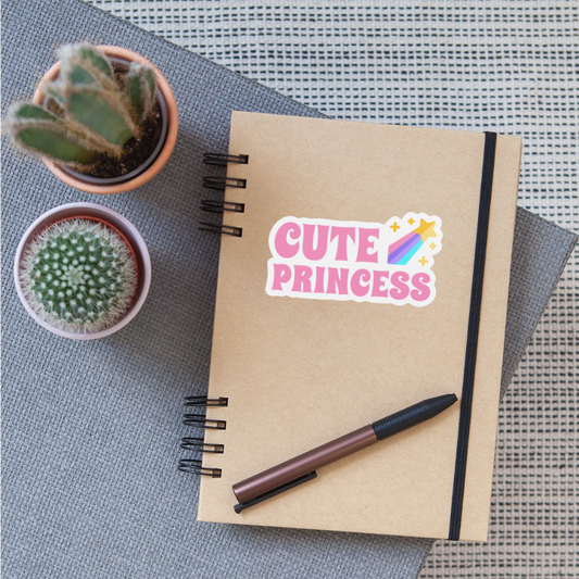 Cute Princess Rainbow Vinyl Sticker - white matte