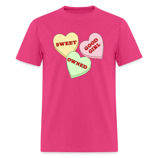 Candy Hearts Unisex Play Tee (Colors) - fuchsia