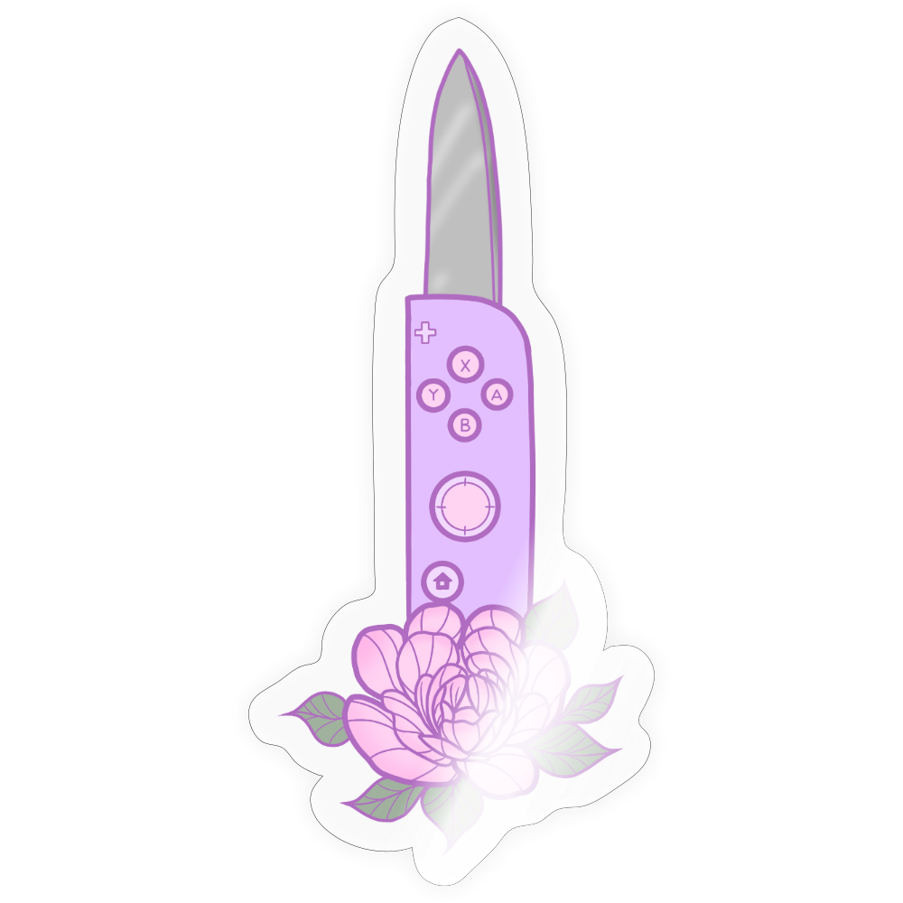Rose Gamer Knife Sticker - transparent glossy