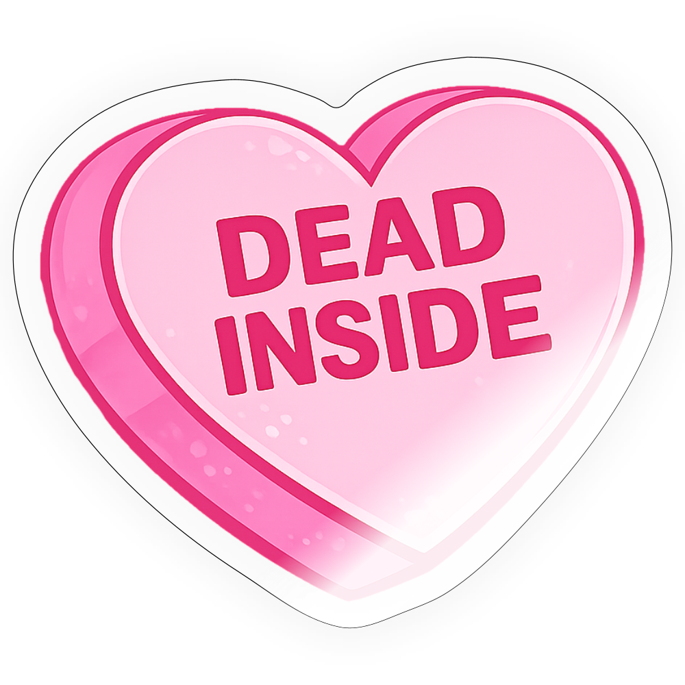 Dead Inside Heart Candy Sticker - transparent glossy