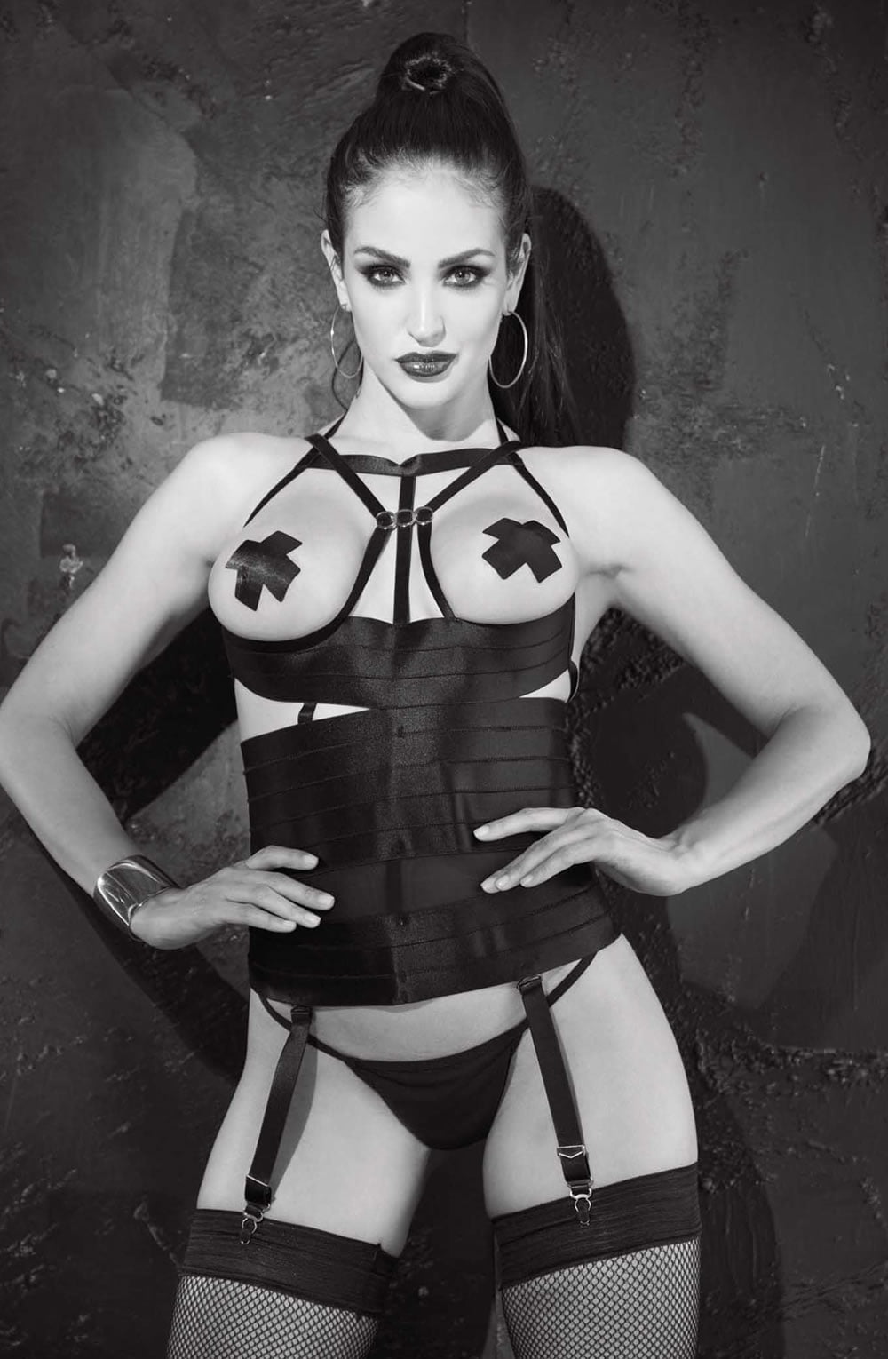 Open Bust Bustier with Strappy Detailing (Black)