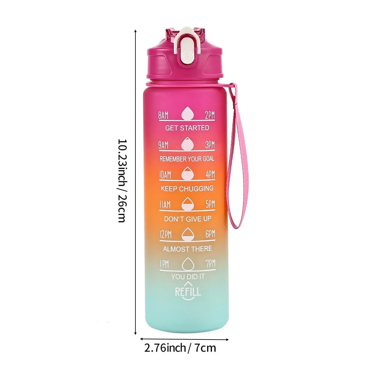 Frosty Glow Gradient Straw Cup – 700ml Motivational Sipper - Puppy's Aesthetics