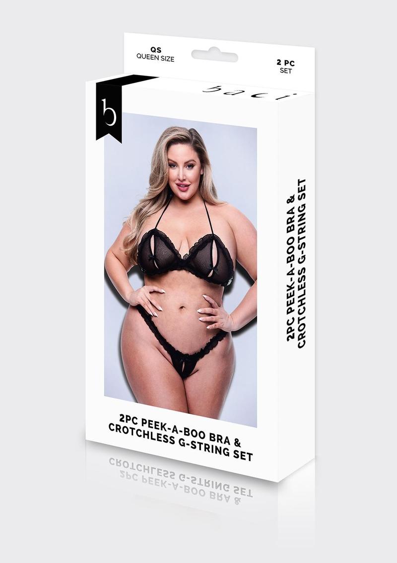 2pc Peek-A-Boo Bra and Crotchless G-String