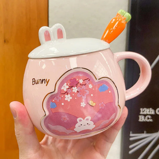 Bunny Brew Ceramic Mug ā With Carrot Lid - Puppy's Aesthetics