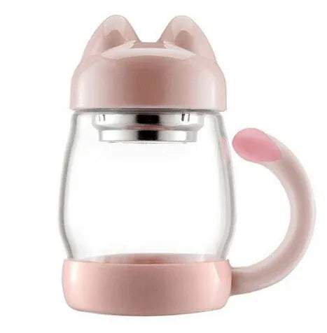Whisker Sips Kawaii Tail Tea Cup โ 420ML with Filter & Lid - Puppy's Aesthetics
