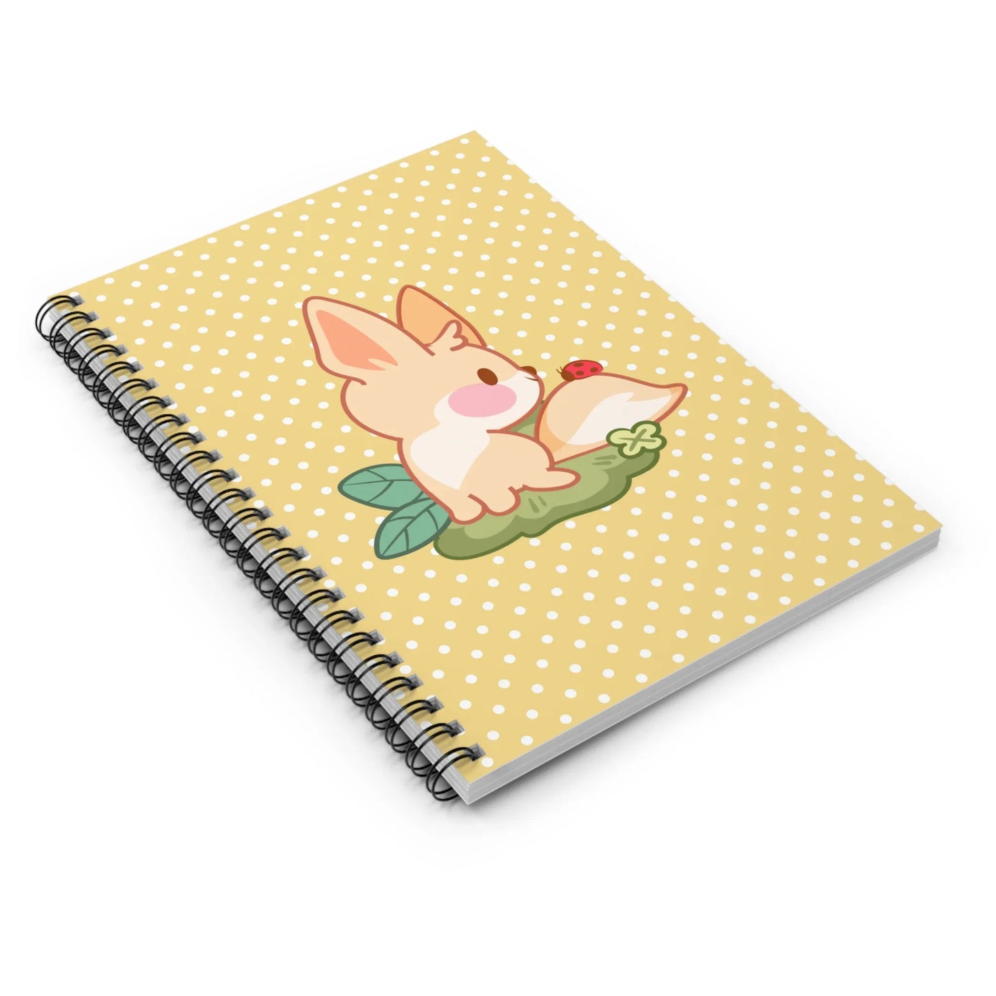 Kawaii Fennec & Ladybug Ruled Journal - Puppy's Aesthetics