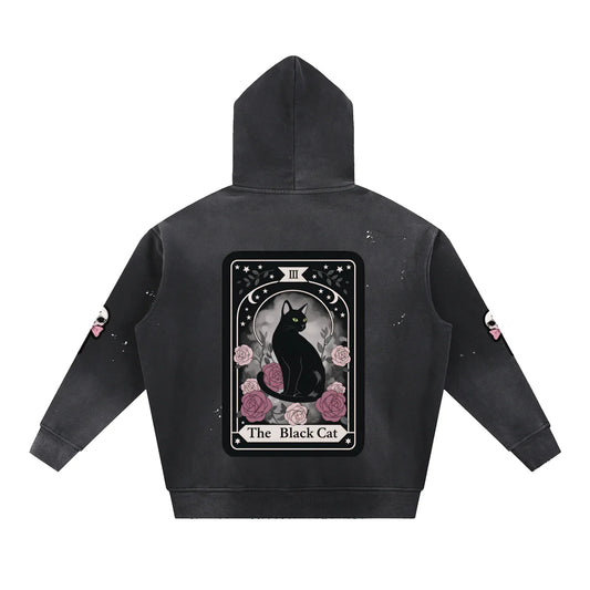 Goth Queen Frayed Fleece Hoodie - Puppy's Aesthetics
