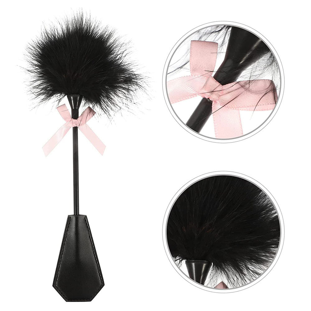 Flirty Feathers Spank Paddle – Plush & Leather Tease - Puppy's Aesthetics