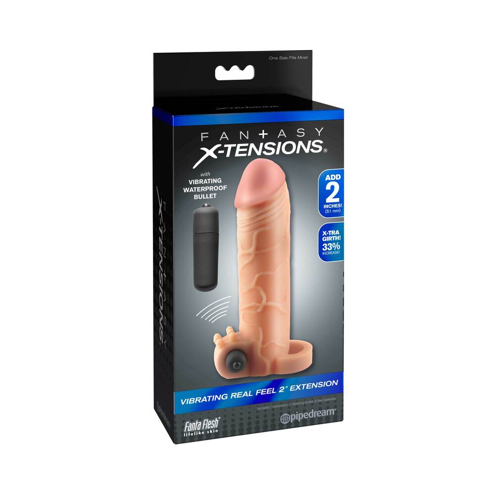 Fantasy X-tensions Vibrating Real Feel 2 " Extension With Ball Strap Beige