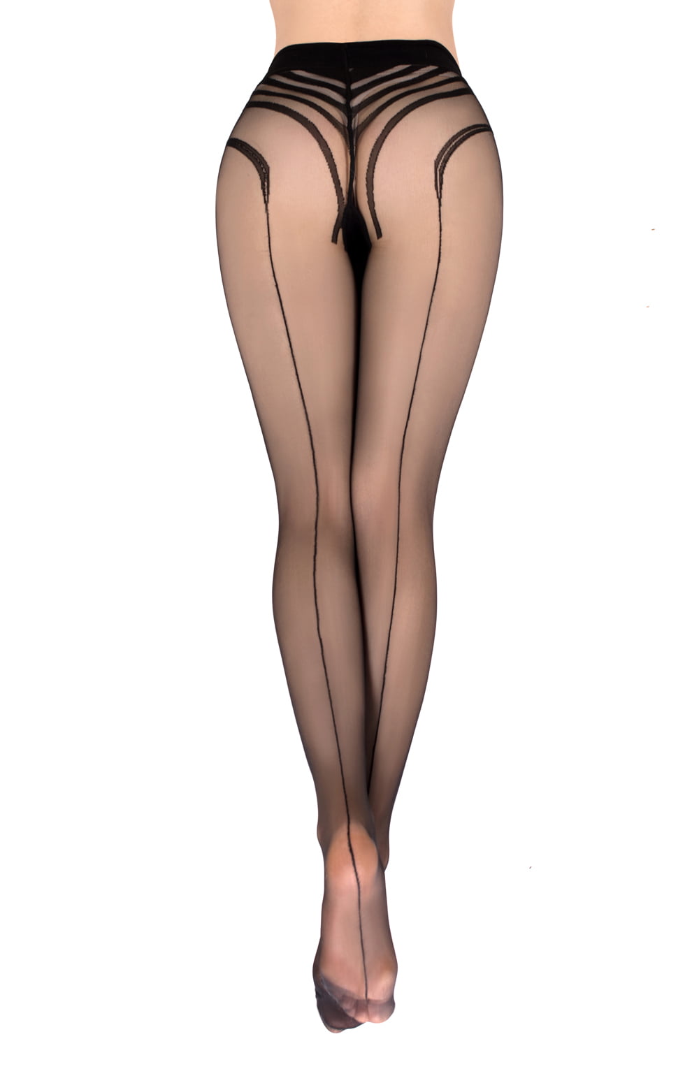 Ballerina Tights with Back Seam Detailing (Black)