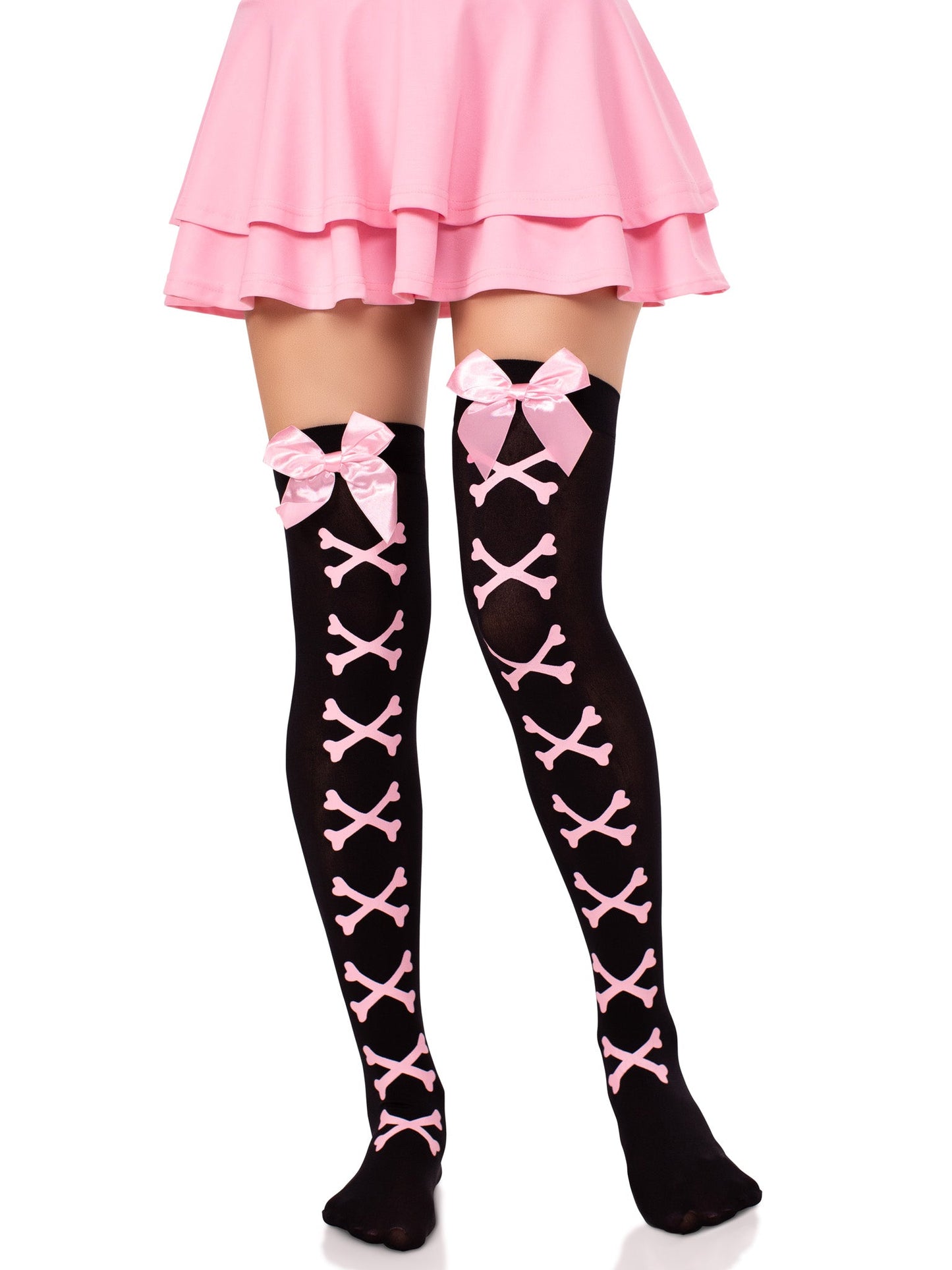 Crossbone Opaque Thigh Highs Stockings