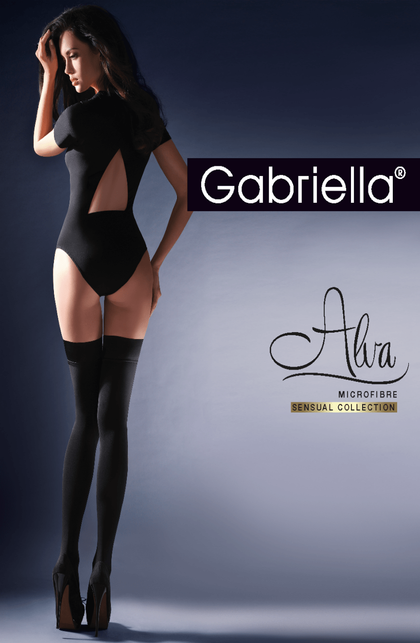 Alva Microfibre Hold-Ups with Silicone Band (Black)