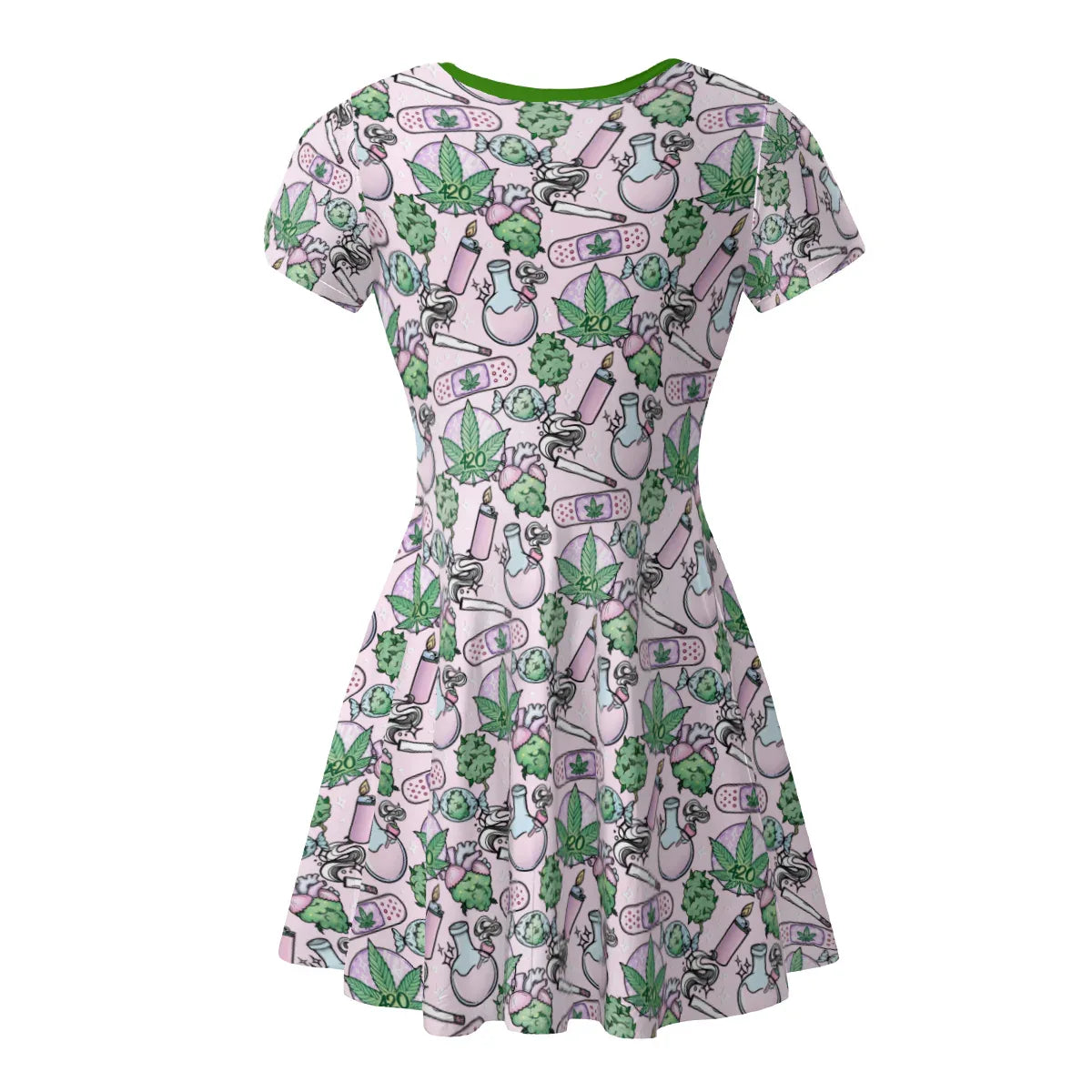 Pink Cute Cannabis Little Dress - Puppy's Aesthetics