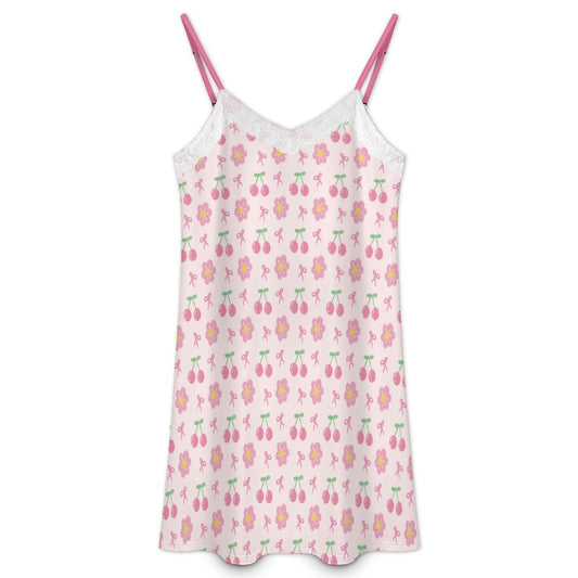 Strawberry Bow Lace Camis Nightgown