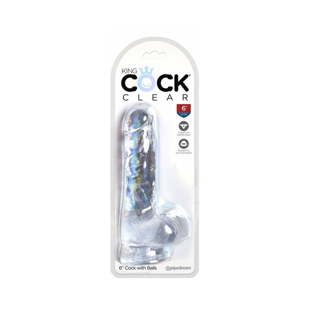 King Cock Clear 6 " Cock With Balls Realistic Suction Cup Dildo