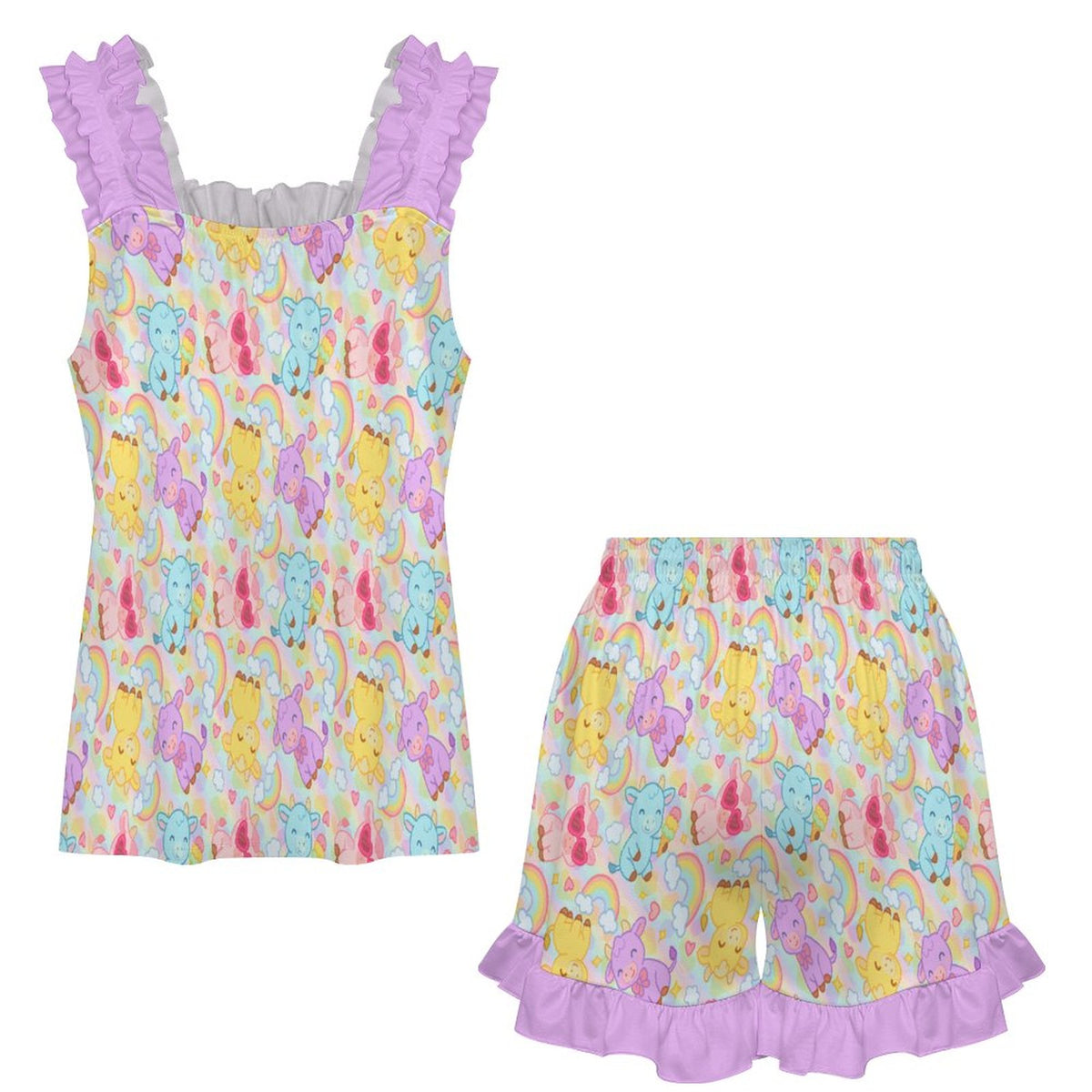 Rainbow Moobaby Ruffle Pajama Set - Puppy's Aesthetics