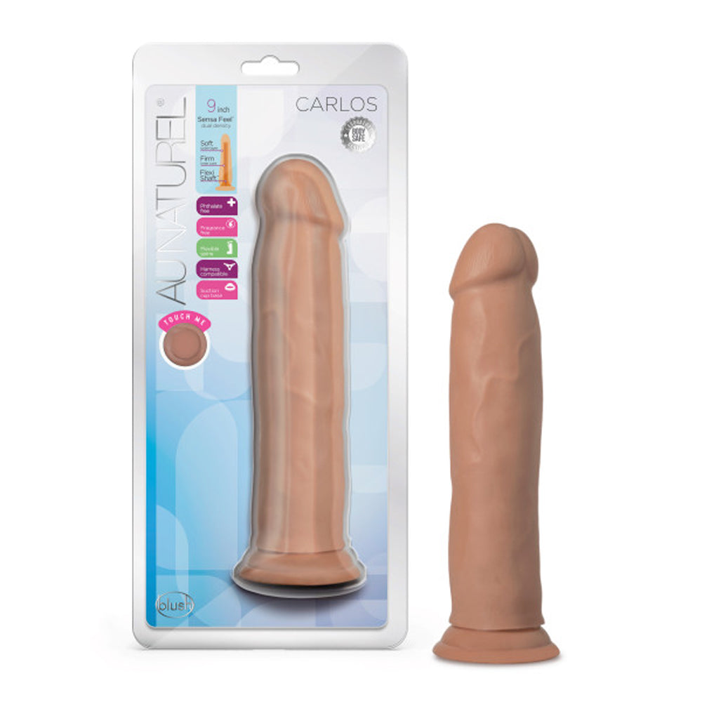 Au Naturel Carlos 9 " Posable Dual Density Dildo Tan