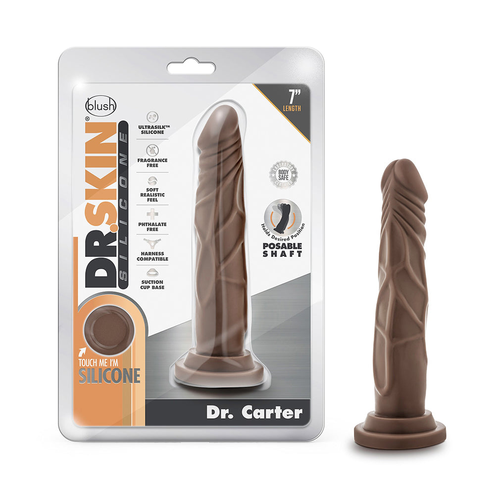 Dr. Skin Silicone Dr. Carter Realistic 7 " Posable Dildo Brown
