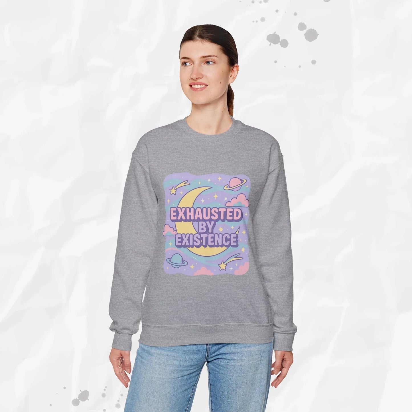 Exhausted by Existence Crew Sweater (Colors) - Puppy's Aesthetics