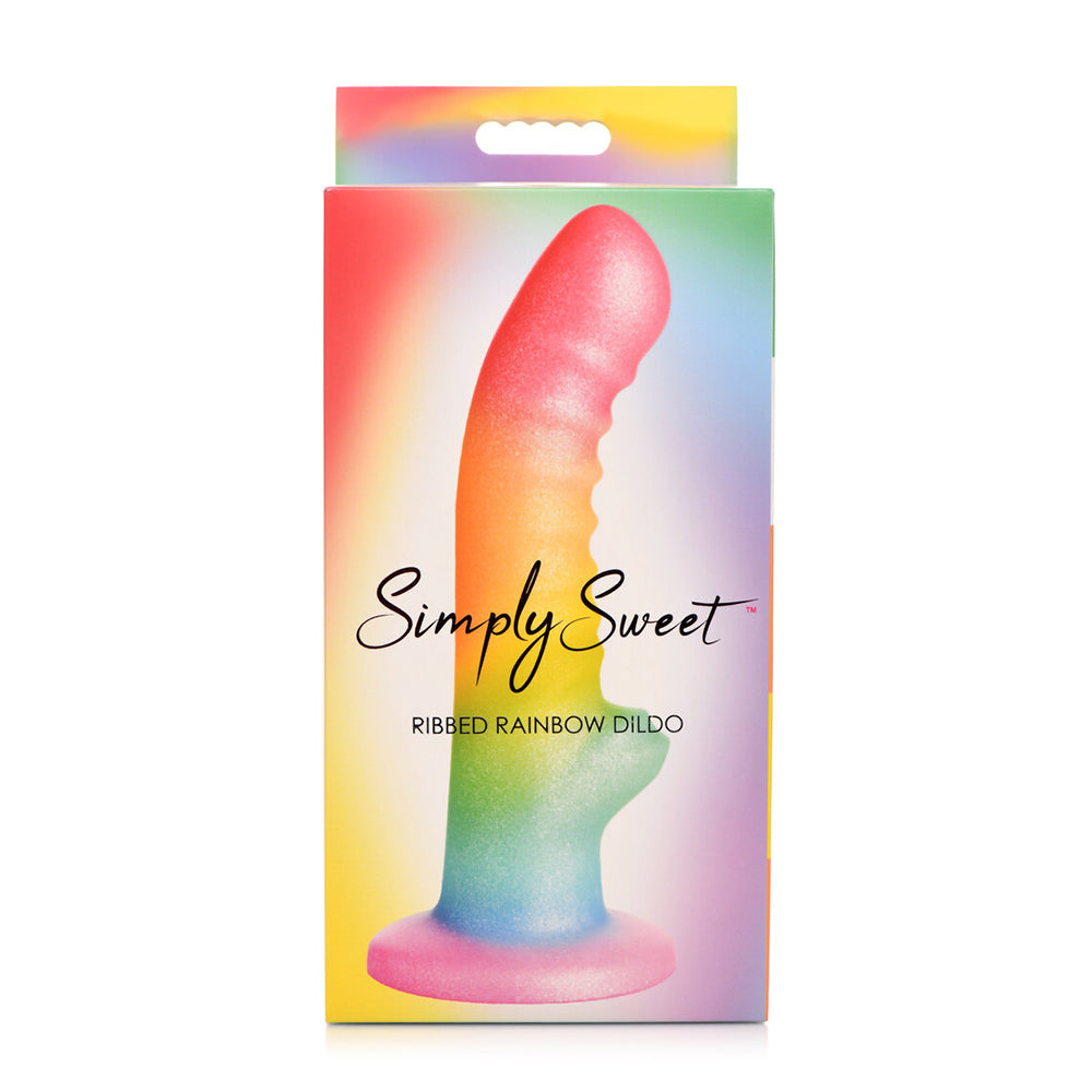 Simply Sweet Ribbed 6.5 " Silicone Dildo Rainbow