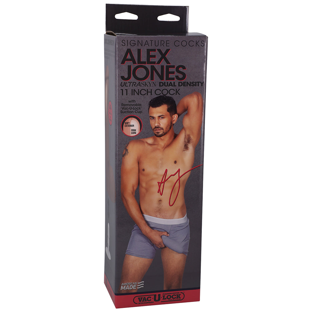 Signature Cocks Alex Jones ULTRASKYN 11 " Dual Density Dildo with Removable Vac-U-Lock Suction Cup Tan