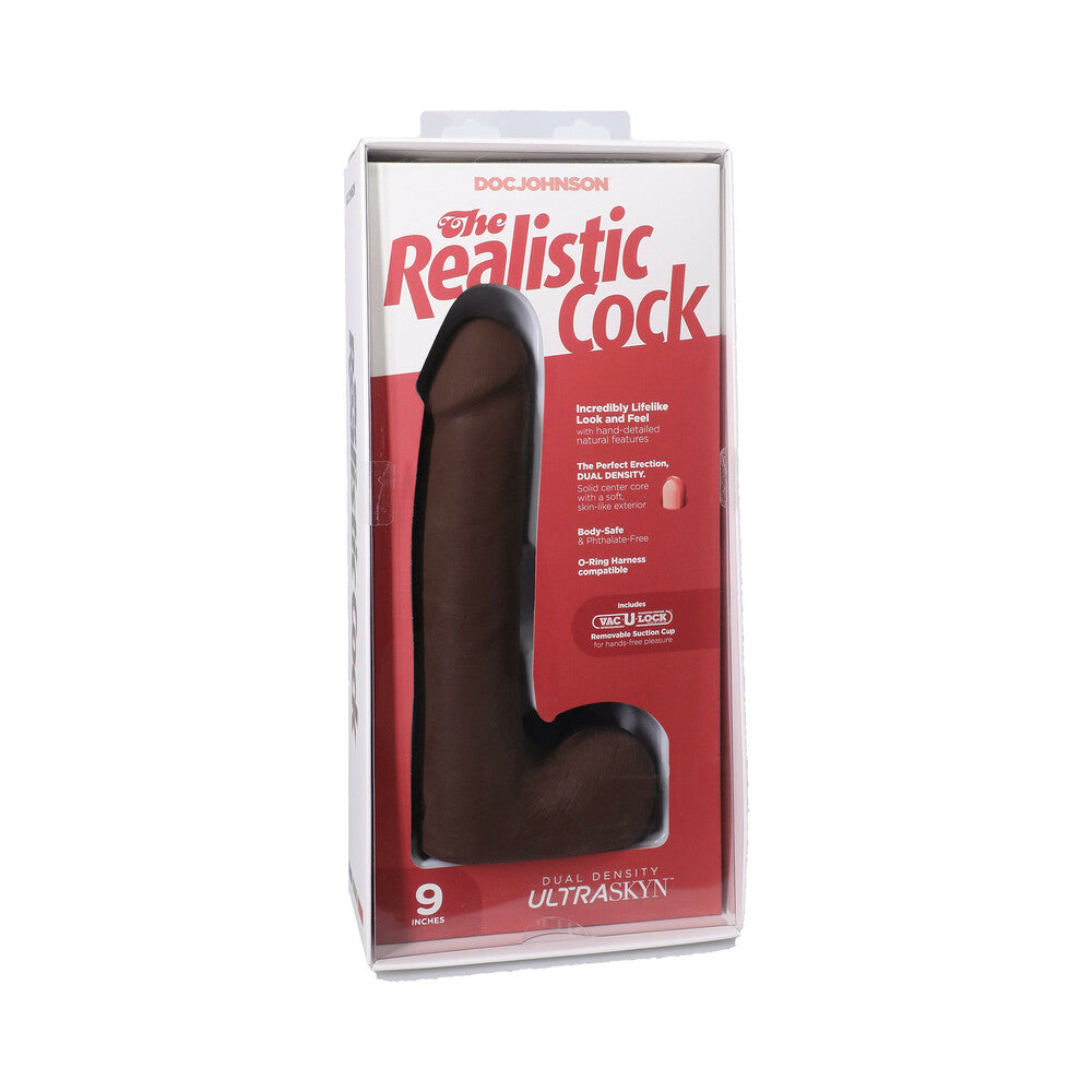 The Realistic Cock 9 " ULTRASKYN Vac-U-Lock Dildo with Balls Chocolate