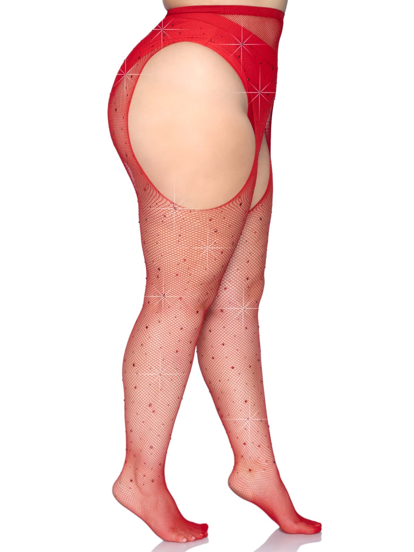 Casey Rhinestone Fishnet Suspender Tights