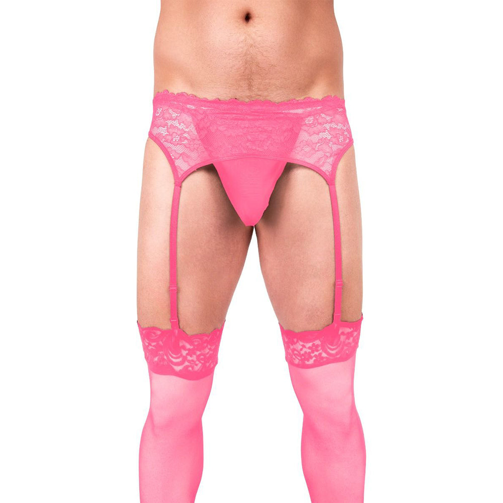 Prowler Lace Garter Set Pink S