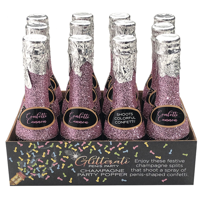USA Only - Glitterati Champagne Confetti Poppers Display of 12