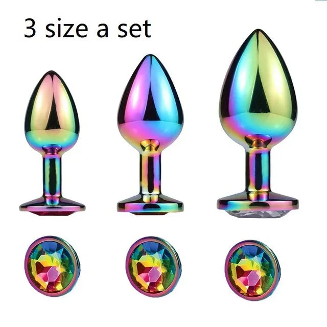Heart-Shaped Crystal Metal Anal Set - Puppy's Aesthetics