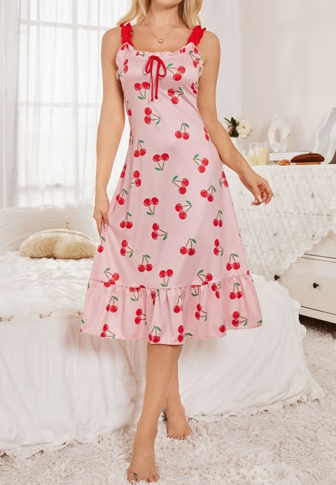 Charming Cherry Ruffle Trim Lingerie Dress