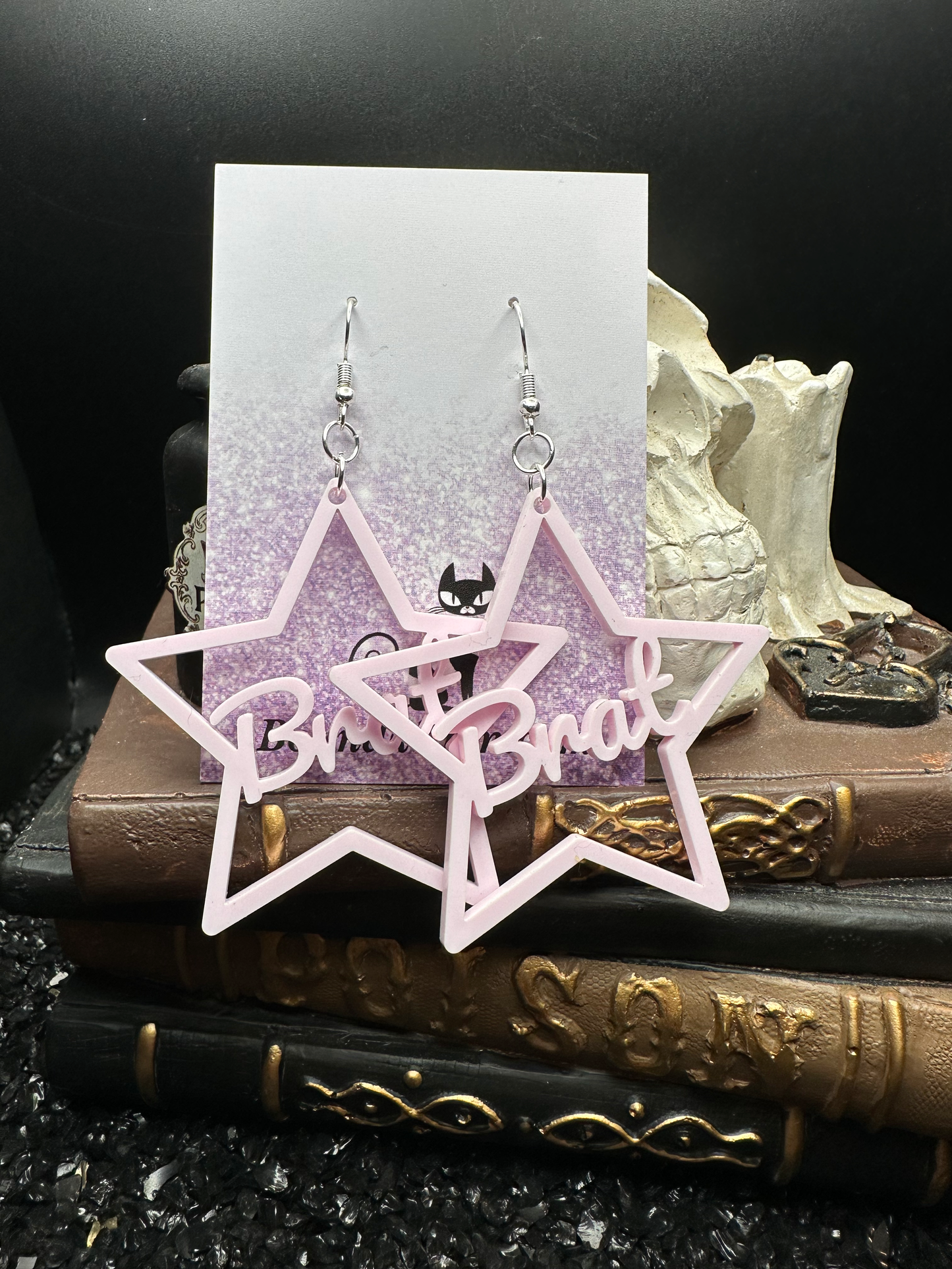 Rose Pink Brat Acrylic Earrings