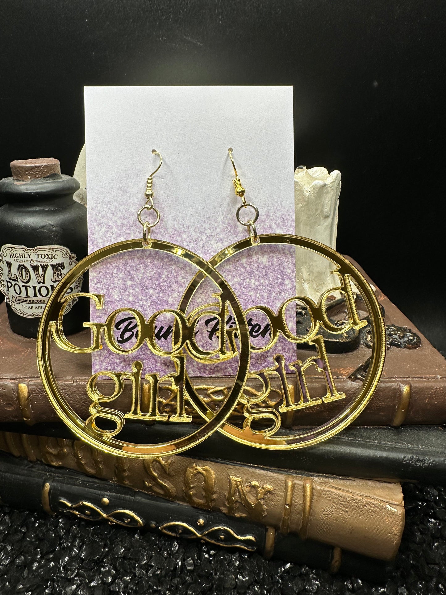 Good Girl Earrings - Mirrored Gold Acrylic