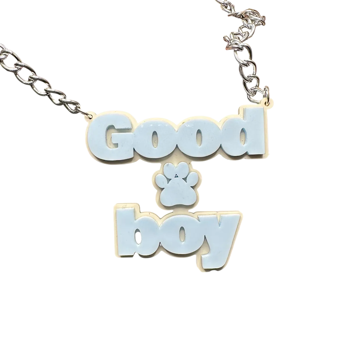 Good Boy Pup Acrylic Blue Necklace - Puppy's Aesthetics