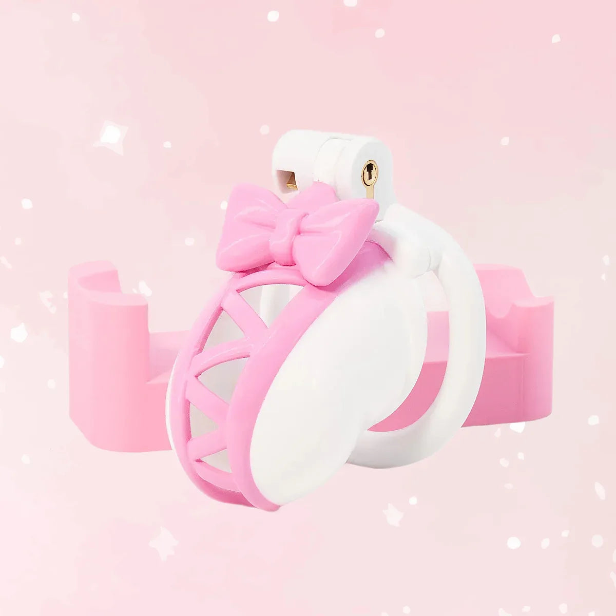 Pink Bow Sissy Chastity Cage  Two-Tone Male Lock Device for Gay &  Crossdressing Play  Puppy's Aesthetics