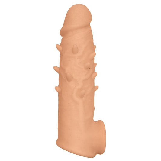Natural Realskin Spiked Vibrating Penis Xtender-White