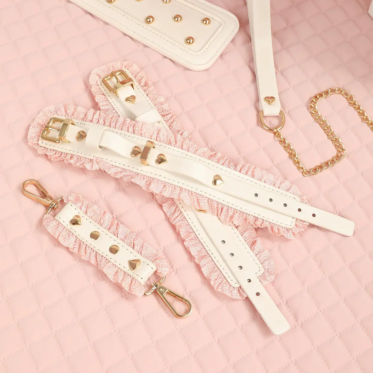 Princess Pink Lace Handcuff & Collar Set - Puppy's Aesthetics