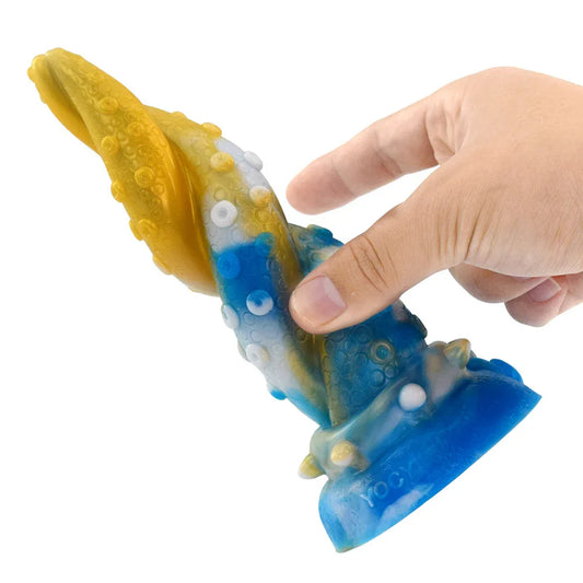 Cosmic Tentacle Fantasy Dildo ā Liquid Platinum Silicone in Magical Colors - Puppy's Aesthetics