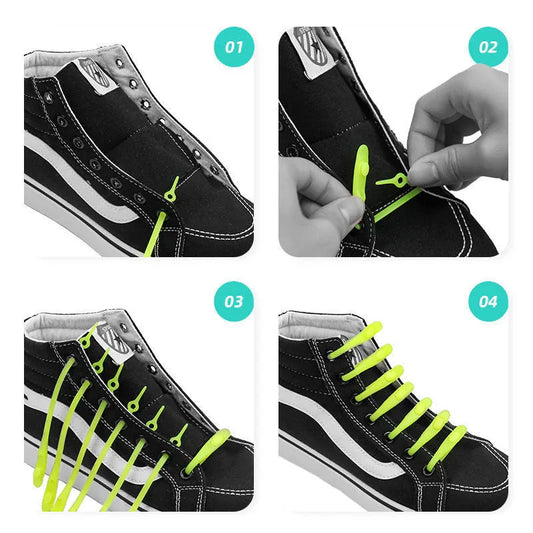 WigglePop No-Tie Silicone Shoelace Pack ā 12pc Rainbow Mix - Puppy's Aesthetics