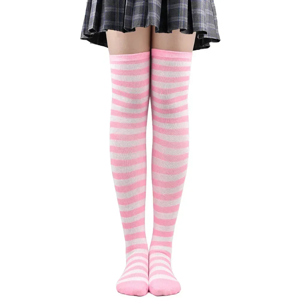 Sweet Stripe Thigh High Stockings (Colors) - Puppy's Aesthetics